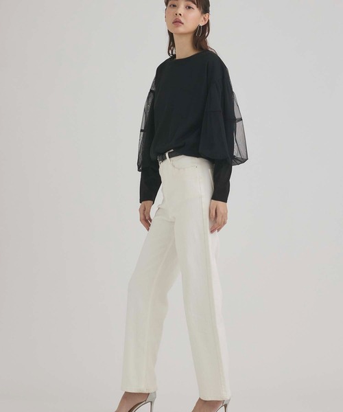 fifth(フィフス)の「チュール×長袖Tシャツセット(Tシャツ/カットソー・レディース・ブラック/チャコールグレー・M)」の6枚目の写真