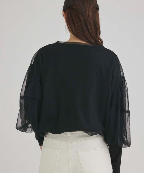 fifth(フィフス)の「チュール×長袖Tシャツセット(Tシャツ/カットソー・レディース・ブラック/チャコールグレー・M)」の4枚目の写真