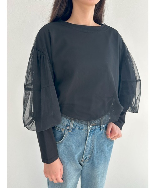 fifth(フィフス)の「チュール×長袖Tシャツセット(Tシャツ/カットソー・レディース・ブラック/チャコールグレー・M)」の22枚目の写真