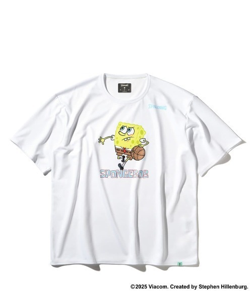 SPALDING(スポルディング)の「【SPALDING/スポルディング】Tシャツ スポンジ・ボブ ドリブル/スポンジボブコラボ吸水速乾UVカット半袖Tシャツ(Tシャツ/カットソー・メンズ・ホワイト/ブラック・MEDIUM/LARGE/X-LARGE)」の3枚目の写真