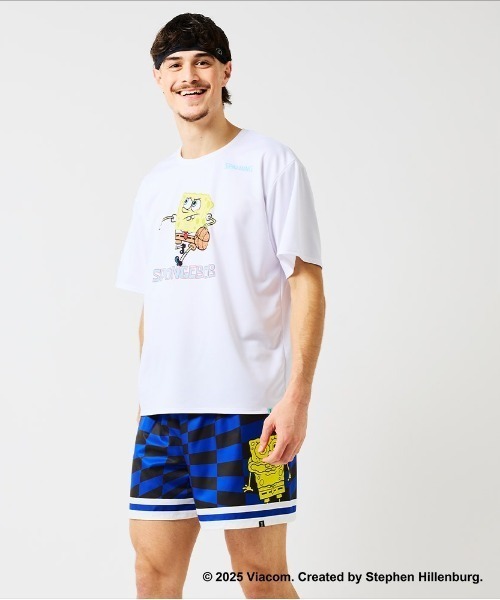 SPALDING(スポルディング)の「【SPALDING/スポルディング】Tシャツ スポンジ・ボブ ドリブル/スポンジボブコラボ吸水速乾UVカット半袖Tシャツ(Tシャツ/カットソー・メンズ・ホワイト/ブラック・MEDIUM/LARGE/X-LARGE)」の7枚目の写真