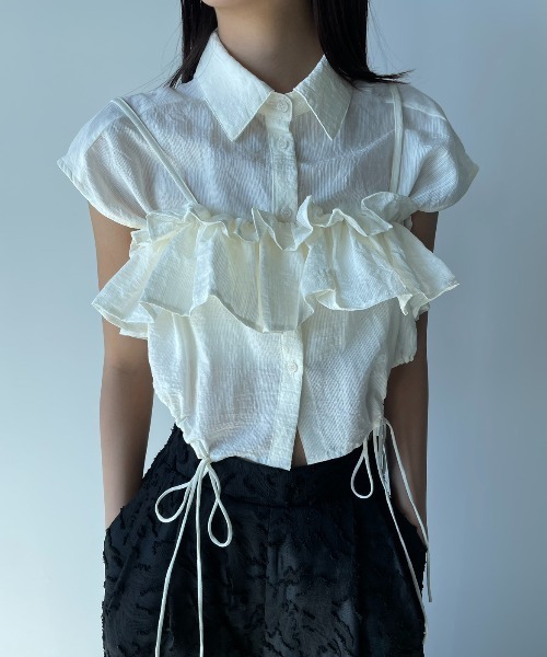 ブラウス シャツ フリルビスチェ レディース JOSE MOON ブラウス シャツ TAFTA FRILL BUSTIER/タフタフリル