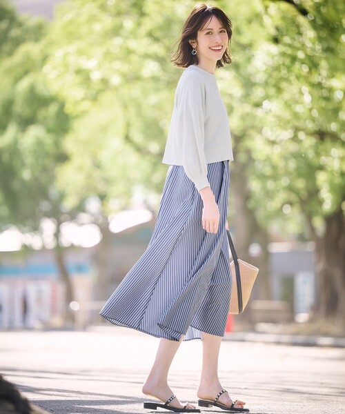 ANY SIS（エニィスィス）の「【2SET】シャツワンピ × ニット セット（ワンピース・レディース・ダルブルー系1/ホワイト系1・1/2/3）」の2枚目の写真
