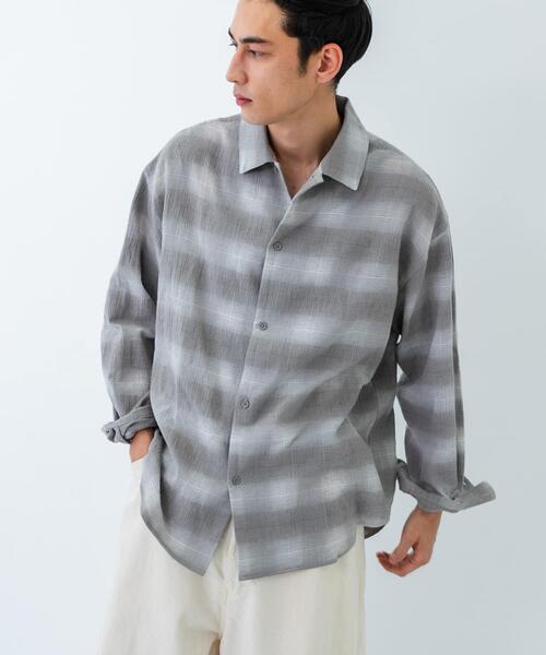 URBAN RESEARCH(アーバンリサーチ)の「オンブレーチェックシャツ(シャツ/ブラウス・メンズ・チャコールグレー/グレー系その他・MEDIUM/LARGE)」の3枚目の写真