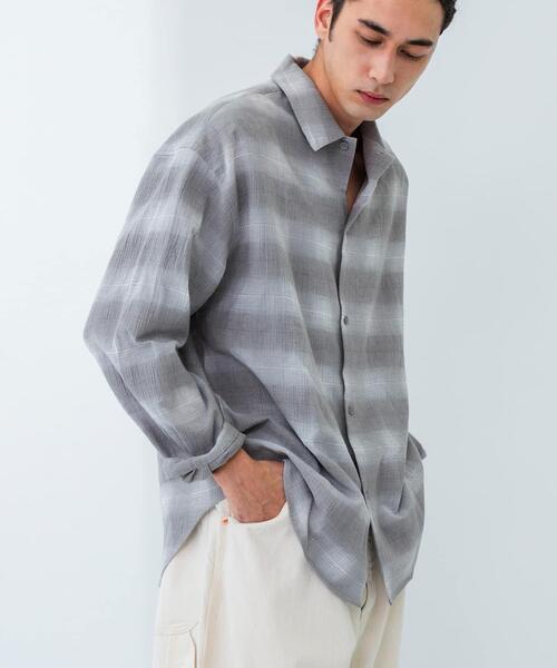 URBAN RESEARCH(アーバンリサーチ)の「オンブレーチェックシャツ(シャツ/ブラウス・メンズ・チャコールグレー/グレー系その他・MEDIUM/LARGE)」の8枚目の写真