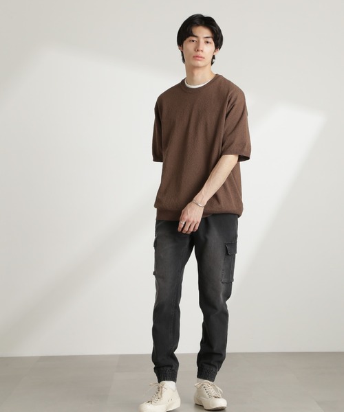 NANO universe（ナノユニバース）の「スリムフィット ジョガーカーゴパンツ（カーゴパンツ・メンズ・ブラック/ブルー・L/M/S）」の5枚目の写真