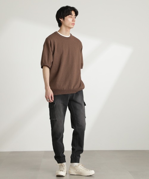 NANO universe（ナノユニバース）の「スリムフィット ジョガーカーゴパンツ（カーゴパンツ・メンズ・ブラック/ブルー・L/M/S）」の6枚目の写真