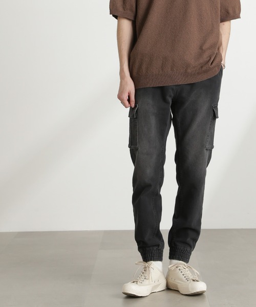 NANO universe（ナノユニバース）の「スリムフィット ジョガーカーゴパンツ（カーゴパンツ・メンズ・ブラック/ブルー・L/M/S）」の3枚目の写真