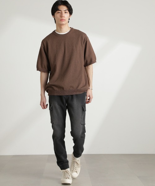 NANO universe（ナノユニバース）の「スリムフィット ジョガーカーゴパンツ（カーゴパンツ・メンズ・ブラック/ブルー・L/M/S）」の4枚目の写真