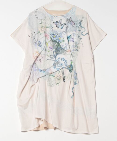 tシャツ 551242：花×レース×カトラリー コラージュ柄ワンピース レディース セール】551242：花×レース×カトラリー コラージュ柄ワンピース