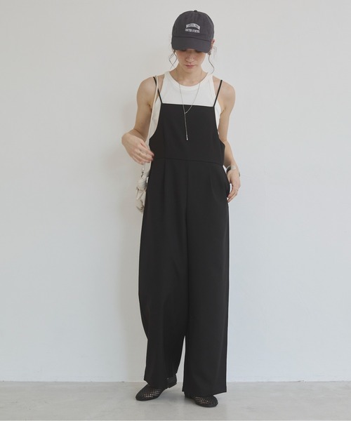 ANGIE（アンジー）の「ワイド キャミ サロペット/オールインワン（サロペット/オーバーオール・レディース・ホワイト系その他/ブラック・MEDIUM/MT）」の10枚目の写真