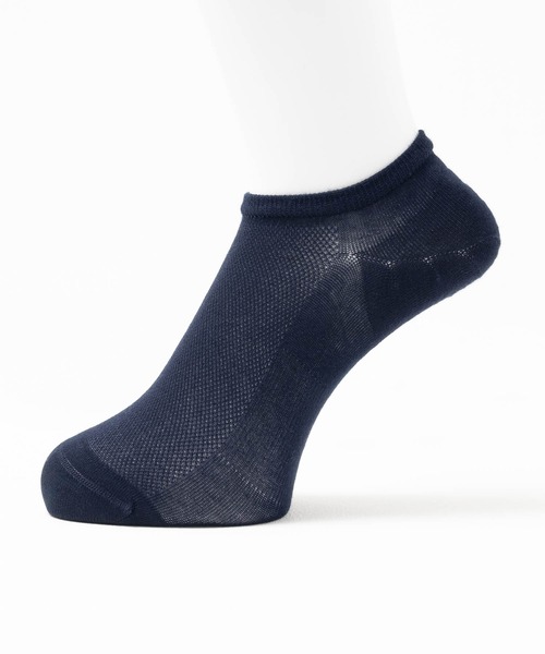 NAVY(ネイビー)の「NAVY 薄手 無地メッシュ スニーカーインソックス 25-27cm(ソックス/靴下・メンズ・グレー系/ブラック/ネイビー・FREE)」の3枚目の写真