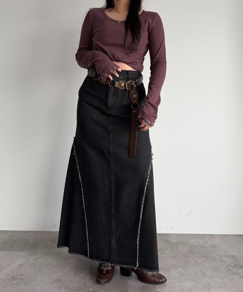 apres jour mignon(アプレジュールミニョン)の「切り替えデニムスカート(スカート・レディース・ブラック系その他/ブルー系その他・SMALL/MEDIUM/X-LARGE)」の7枚目の写真