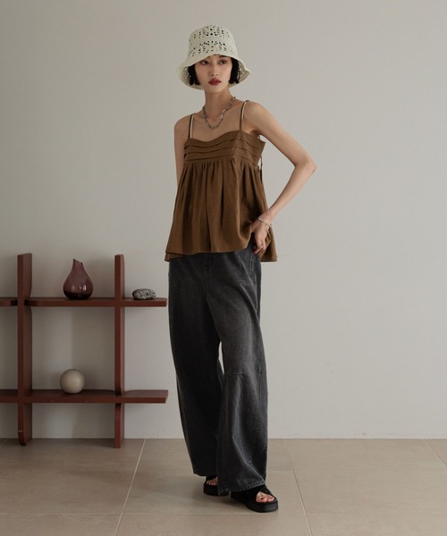 LOWRYS FARM(ローリーズファーム)の「ノルマンディキャミ 248337(キャミソール・レディース・ブラウン/アイボリー/ブルー/チャコールグレー・FREE)」の9枚目の写真