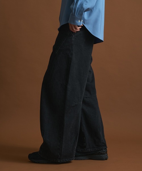 PUBLIC TOKYO（パブリックトウキョウ）の「PUBLIC DENIM　ワイドバギーパンツ（デニムパンツ・メンズ・その他2/グリーン/ブラック・1/2）」の6枚目の写真