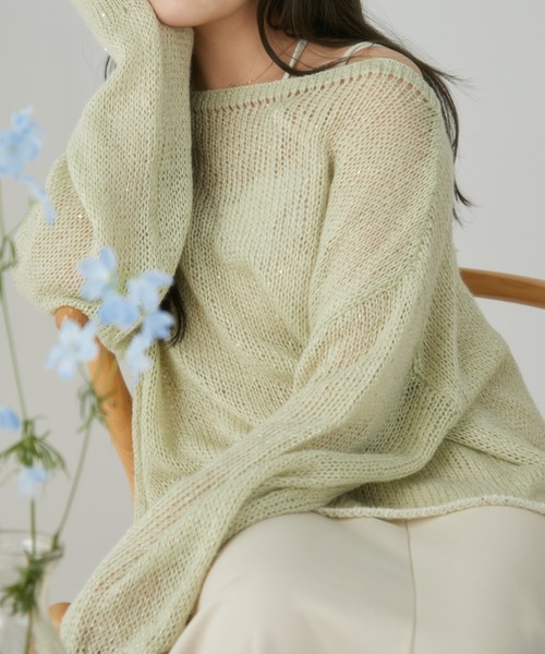 Auntie Rosa(アンティローザ)の「【karin’s direction item】ラメシアールーズニット(ニット/セーター・レディース・グリーン/ピンク・FREE)」の6枚目の写真