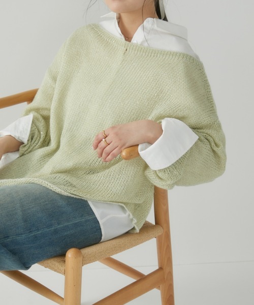 Auntie Rosa(アンティローザ)の「【karin’s direction item】ラメシアールーズニット(ニット/セーター・レディース・グリーン/ピンク・FREE)」の4枚目の写真