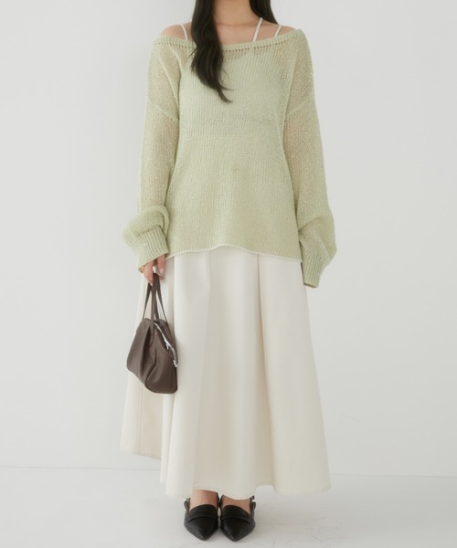 Auntie Rosa(アンティローザ)の「【karin’s direction item】ラメシアールーズニット(ニット/セーター・レディース・グリーン/ピンク・FREE)」の11枚目の写真