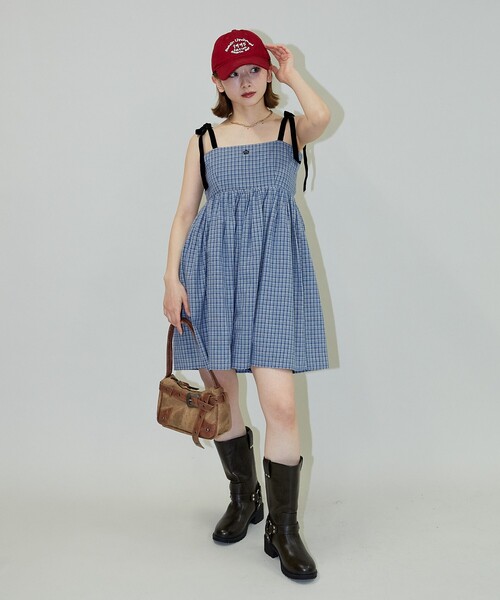 PUBLUX(パブリュクス)の「MARY QUANT × PUBLUX/マリークワント ベロアリボン ミニ キャミワンピース 限定展開(ワンピース・レディース・イエロー/ブルー・フリ-)」の6枚目の写真