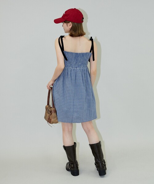 MARY QUANT × PUBLUX/ミニ キャミワンピース　ブルー PUBLUX ワンピース MARY QUANT × PUBLUX/マリークワント ベロア
