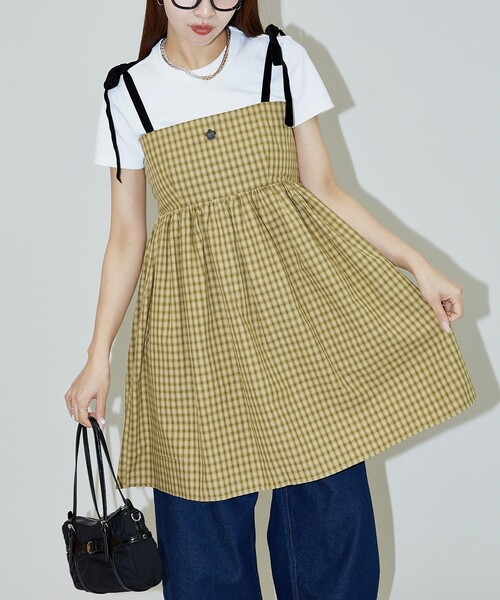 PUBLUX(パブリュクス)の「MARY QUANT × PUBLUX/マリークワント ベロアリボン ミニ キャミワンピース 限定展開(ワンピース・レディース・イエロー/ブルー・フリ-)」の15枚目の写真