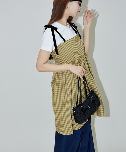 PUBLUX(パブリュクス)の「MARY QUANT × PUBLUX/マリークワント ベロアリボン ミニ キャミワンピース 限定展開(ワンピース・レディース・イエロー/ブルー・フリ-)」の16枚目の写真