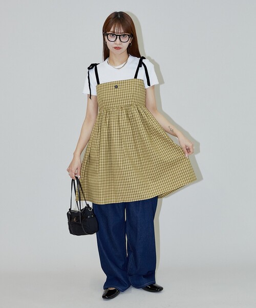 MARY QUANT × PUBLUX/マリークワント キャミワンピース MARY QUANT × PUBLUX/マリークワント ワンポイント刺繍 楊柳