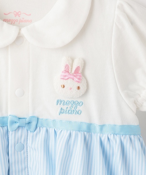 希少　メゾピアノピンクワンピースロンパース白半袖ブラウス　セット mezzo piano 長袖ワンピース くま耳セーラー 膝丈 女の子 キッズ