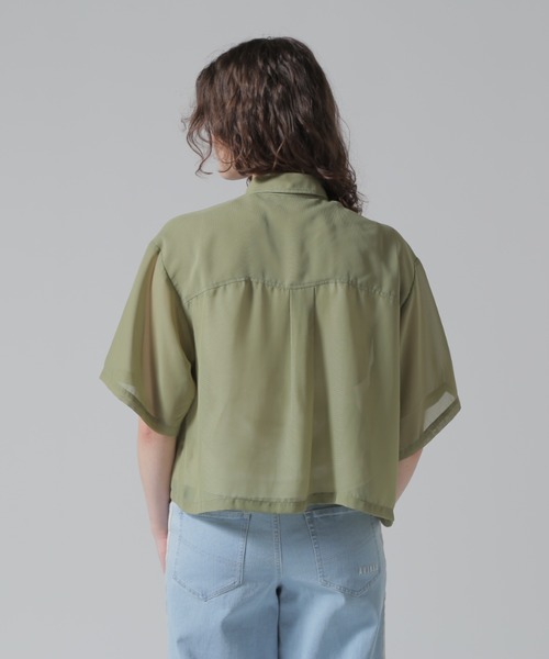 AVIREX(アヴィレックス)の「【直営店限定】EMBROIDERY SHEER SHIRT/刺繍シアーシャツ(シャツ/ブラウス・レディース・オフホワイト/ブラック/オリーブ・F)」の7枚目の写真