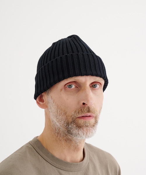 KIJIMA TAKAYUKI（キジマ　タカユキ）の「【KIJIMATAKAYUKI/キジマタカユキ】COTTON WATCH CAP（ニットキャップ/ビーニー・メンズ・ブラック・FREE）」の2枚目の写真