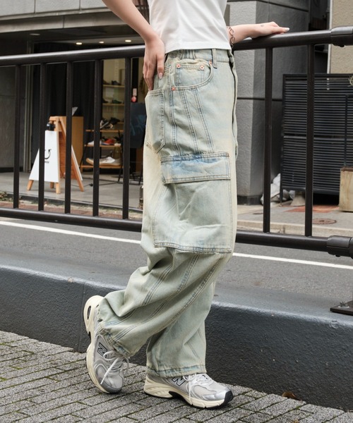 WEGO(ウィゴー)の「WEGO/イージー3Dバレルレッグデニムカーゴパンツ(デニムパンツ・メンズ・スカイブルー/ライトインディゴブルー/ブラック系3・SMALL/MEDIUM/LARGE)」の8枚目の写真