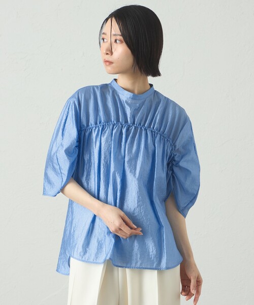 CAST:（キャストコロン）の「【1枚で着映える】ギャザーブラウス（シャツ/ブラウス・レディース・ブラック/ブルー系その他2/オフホワイト・M）」の9枚目の写真