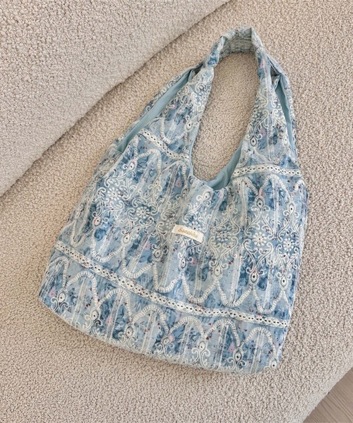 aimoha（アイモハ）の「レース刺繍トートバッグ（トートバッグ・レディース・ライトパープル/ピンク/グリーン/ブルー・FREE）」の5枚目の写真