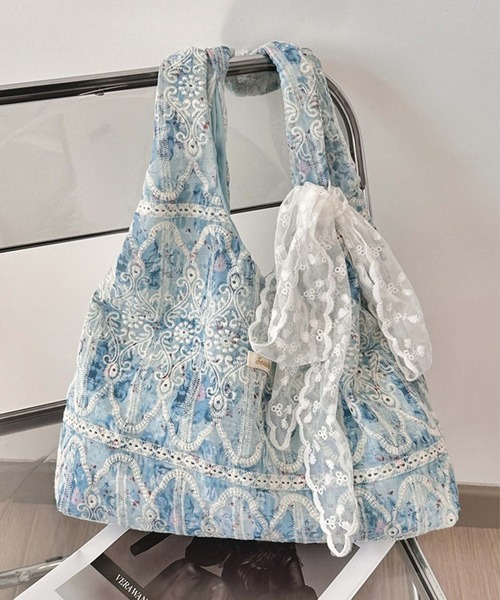 aimoha（アイモハ）の「レース刺繍トートバッグ（トートバッグ・レディース・ライトパープル/ピンク/グリーン/ブルー・FREE）」の8枚目の写真