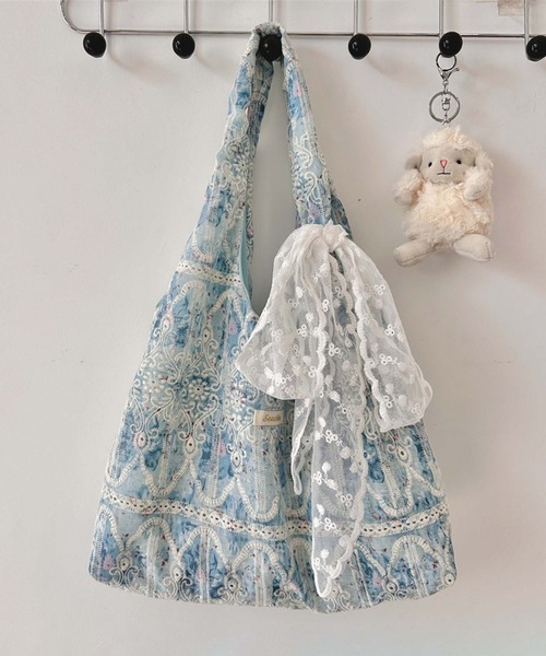 aimoha（アイモハ）の「レース刺繍トートバッグ（トートバッグ・レディース・ライトパープル/ピンク/グリーン/ブルー・FREE）」の10枚目の写真