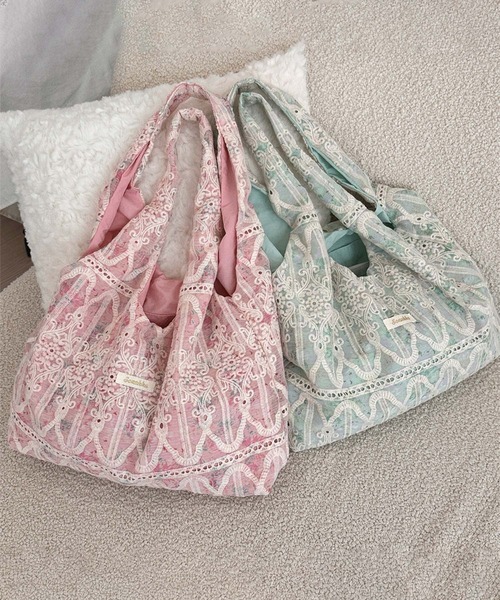 aimoha（アイモハ）の「レース刺繍トートバッグ（トートバッグ・レディース・ライトパープル/ピンク/グリーン/ブルー・FREE）」の13枚目の写真