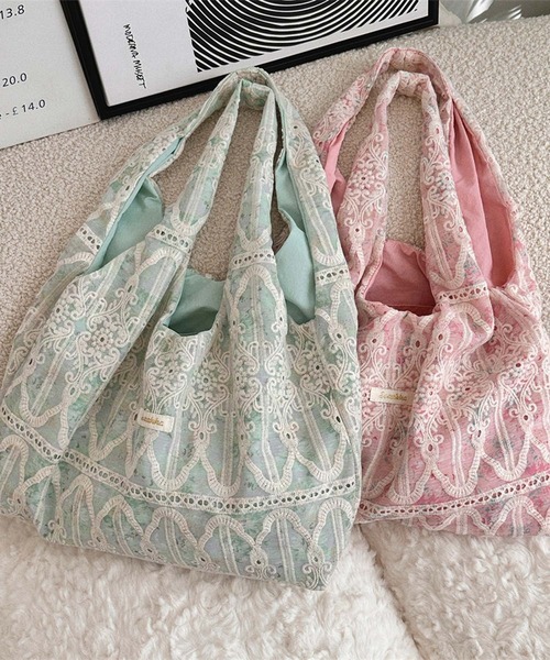 aimoha（アイモハ）の「レース刺繍トートバッグ（トートバッグ・レディース・ライトパープル/ピンク/グリーン/ブルー・FREE）」の16枚目の写真