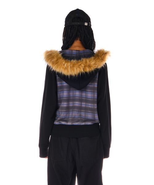トップス BEEDEN CHECK PRINT ZIP UP FUR HOODIE BEEDEN（ビーデン）の「CHECK PRINT ZIP UP FUR HOODIE