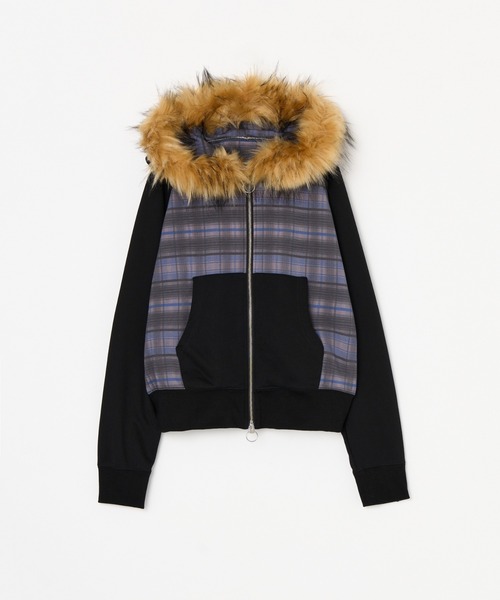BEEDEN パーカー CHECK PRINT ZIP UP FUR HOODIE（パーカー）｜BEEDEN（ビーデン