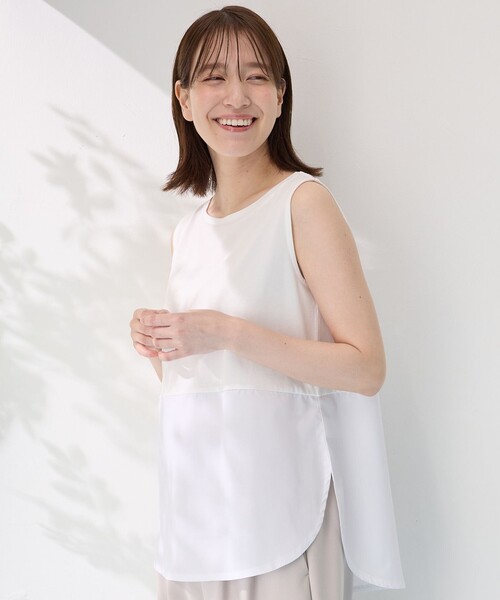ANY（エニィ）の「ラウンドヘムコンビインナー（Tシャツ/カットソー・レディース・ブルー系1/ホワイト系1・4）」の11枚目の写真