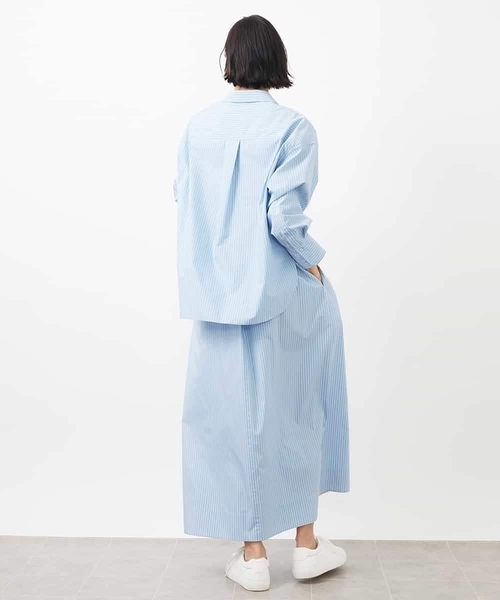 MICHEL KLEIN（ミッシェル・クラン）の「[セットアップ対応]ストライプストレートスカート（スカート・レディース・ダークインディゴブルー/ホワイト・38）」の4枚目の写真