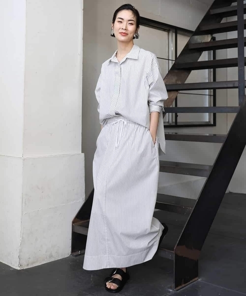 MICHEL KLEIN（ミッシェル・クラン）の「[セットアップ対応]ストライプストレートスカート（スカート・レディース・ダークインディゴブルー/ホワイト・38）」の7枚目の写真
