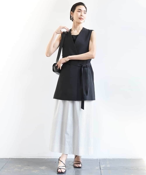 MICHEL KLEIN（ミッシェル・クラン）の「[セットアップ対応]ストライプストレートスカート（スカート・レディース・ダークインディゴブルー/ホワイト・38）」の10枚目の写真
