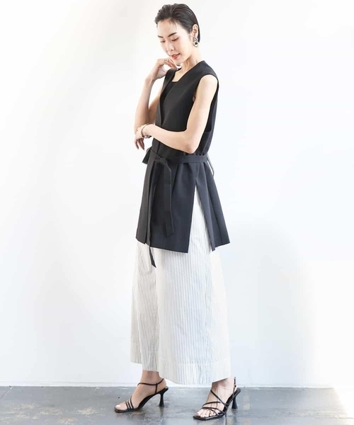 MICHEL KLEIN（ミッシェル・クラン）の「[セットアップ対応]ストライプストレートスカート（スカート・レディース・ダークインディゴブルー/ホワイト・38）」の11枚目の写真