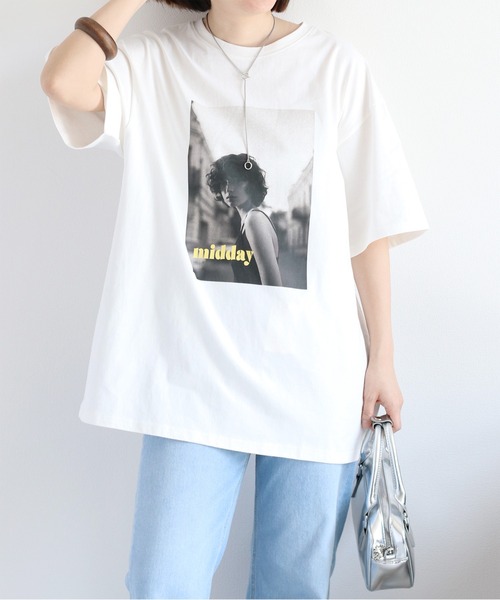 cepo(セポ)の「ユニセックス コットン天竺フォトプリントTee(Tシャツ/カットソー・レディース・オフホワイト/チャコール・M)」の1枚目の写真