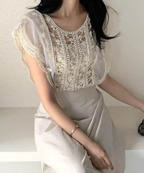 ケミカルレースフレンチブラウス