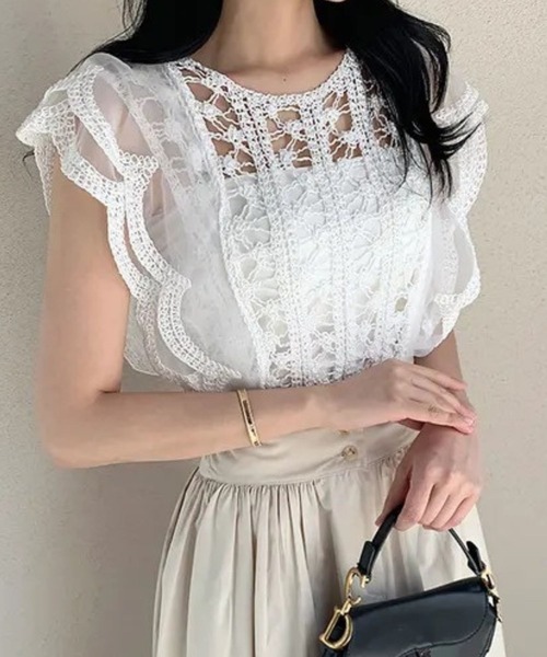 ケミカルレースフレンチブラウス
