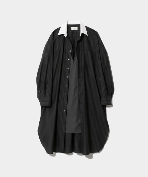 beautiful people(ビューティフルピープル)の「doble-front cotton suiting shirt dress(シャツワンピース・レディース・チャコール・36/38)」の4枚目の写真