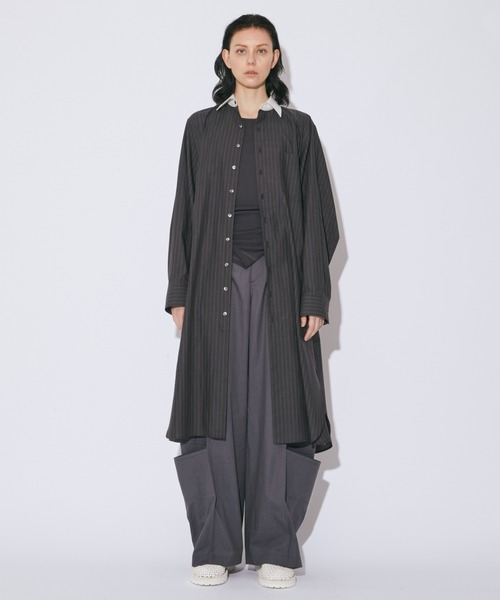 beautiful people(ビューティフルピープル)の「doble-front cotton suiting shirt dress(シャツワンピース・レディース・チャコール・36/38)」の6枚目の写真