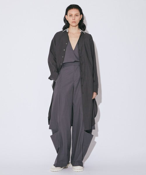 beautiful people(ビューティフルピープル)の「doble-front cotton suiting shirt dress(シャツワンピース・レディース・チャコール・36/38)」の2枚目の写真
